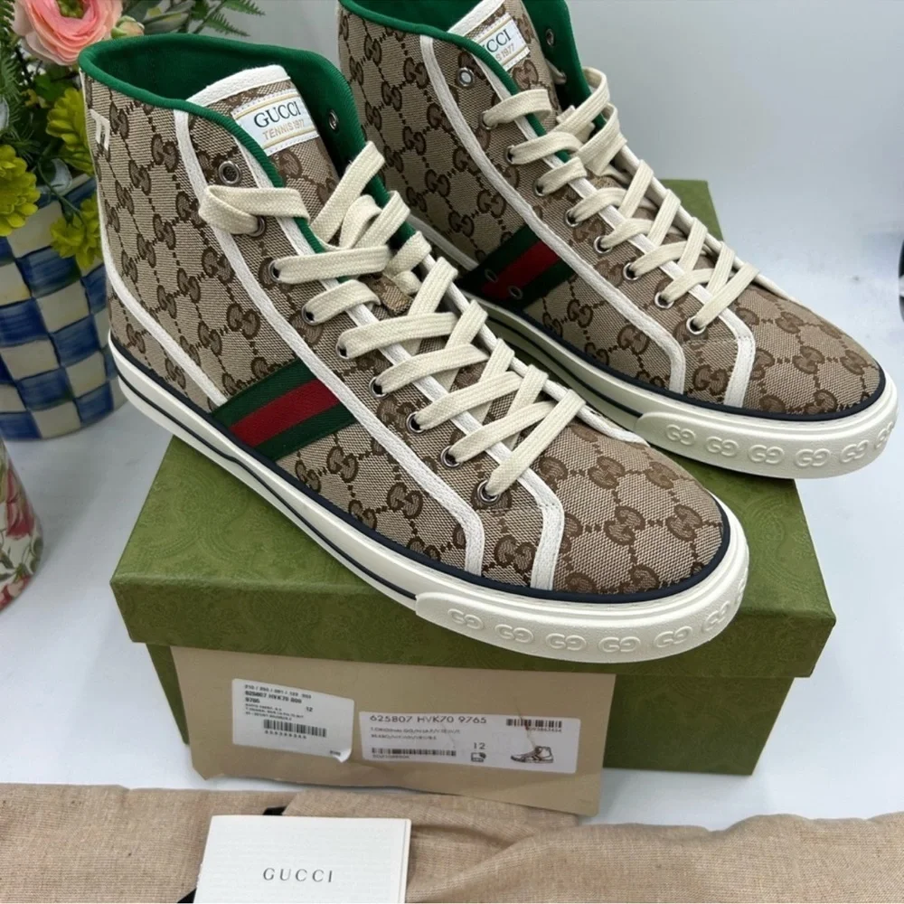 Men’s Gucci 1977 tennis high top sneakers size 12 made in Italy